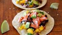 Salmon Tostadas with Mango & Black Beans Salmon Tostadas with Mango & Black Beans