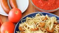 Threaded Spaghetti Hot Dog Bites with Homemade Marinara Sauce Threaded Spaghetti Hot Dog Bites with Homemade Marinara Sauce