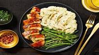 Prosciutto-Wrapped Chicken with Truffled Chive Mashed Potatoes and Lemony Green Beans Prosciutto-Wrapped Chicken with Truffled Chive Mashed Potatoes and Lemony Green Beans
