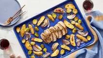 Sheet Pan Italian Pork Roast with Fingerling Potatoes, Brussels Sprouts & Hot Honey Dressing Sheet Pan Italian Pork Roast with Fingerling Potatoes, Brussels Sprouts & Hot Honey Dressing