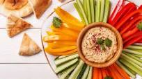 Houmous with Toasted Pitta Chips and Crudites Houmous with Toasted Pitta Chips and Crudites