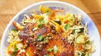 Seared Tilapia & Lemon-Caper Sauce with Orzo, Zucchini & Peppers Seared Tilapia & Lemon-Caper Sauce with Orzo, Zucchini & Peppers