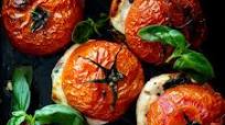 Roasted Caprese Tomatoes with Basil dressing Roasted Caprese Tomatoes with Basil dressing