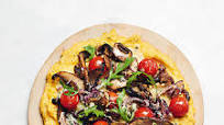 Mushroom & blue cheese polenta pizza Mushroom & blue cheese polenta pizza