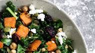 Roasted Sweet Potato Kale and Dried Cherries, Feta & Pepitas Roasted Sweet Potato Kale and Dried Cherries, Feta & Pepitas