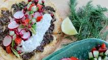 Turkish-style pizza and spiced mince Turkish-style pizza and spiced mince