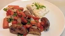 Bacalao con verduras y setas con salsa de miel y soja Bacalao con verduras y setas con salsa de miel y soja
