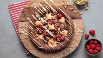 Chocolate pizza with marshmallows Chocolate pizza with marshmallows