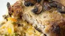 Mushroom Pork Chops with Vegetable Wild Rice Pilaf Mushroom Pork Chops with Vegetable Wild Rice Pilaf