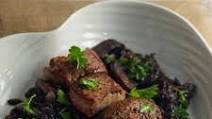 Wild Boar Tenderloin Steaks with Mushrooms in Red Wine Wild Boar Tenderloin Steaks with Mushrooms in Red Wine