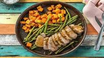 Honey-Glazed Pork with Roasted Sweet Potato and Green Beans Honey-Glazed Pork with Roasted Sweet Potato and Green Beans