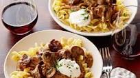 Beef Stroganoff over Buttered Noodles Beef Stroganoff over Buttered Noodles