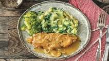 Onion Gravy Pork Steaks with Irish Spinach, Broccoli and Potato Mash Onion Gravy Pork Steaks with Irish Spinach, Broccoli and Potato Mash