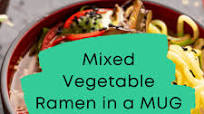 Mixed vegetable ramen in a mug Mixed vegetable ramen in a mug