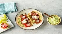 Ground Beef and Guacamole Tacos with Radishes, Bell Pepper, and Southwestern Spices Ground Beef and Guacamole Tacos with Radishes, Bell Pepper, and Southwestern Spices