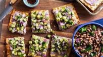 Creamy feta and cucumber flatbreads with Cypriot black-eyed peas Creamy feta and cucumber flatbreads with Cypriot black-eyed peas
