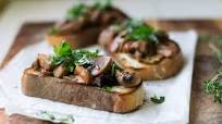 Roasted Mushroom Crostini with Wine and Herbs Roasted Mushroom Crostini with Wine and Herbs