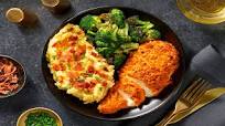 Crispy Cheddar Chicken with Loaded Bacon Mashed Potatoes & Broccoli Crispy Cheddar Chicken with Loaded Bacon Mashed Potatoes & Broccoli
