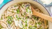 One-pot creamy chicken and mushroom pasta with peas One-pot creamy chicken and mushroom pasta with peas