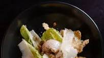 “Chicken” Caesar Salad with Schmaltz Dressing, Poached Egg, and Crispy Chicken Skin “Chicken” Caesar Salad with Schmaltz Dressing, Poached Egg, and Crispy Chicken Skin