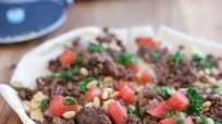 Spiced Beef and Hummus Pita Pizza Spiced Beef and Hummus Pita Pizza