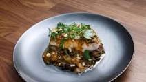 Pan-Seared Striped Bass with Thai Red Curry Sauce and Spicy Eggplant Pan-Seared Striped Bass with Thai Red Curry Sauce and Spicy Eggplant