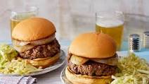Beef & Mushroom Burgers with Roasted Onion & Marinated Cabbage Beef & Mushroom Burgers with Roasted Onion & Marinated Cabbage