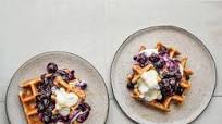 Waffles with Blueberry Compote and Lemon Ricotta Cream Waffles with Blueberry Compote and Lemon Ricotta Cream