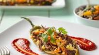 Shredded Beef-Stuffed Chile Relleno With Guajillo Chile Sauce Shredded Beef-Stuffed Chile Relleno With Guajillo Chile Sauce