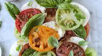 Hot Bacon Caprese Salad with Heirloom Tomatoes Hot Bacon Caprese Salad with Heirloom Tomatoes