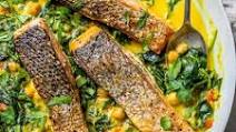 Salmon Coconut Curry with Spinach and Chickpeas Salmon Coconut Curry with Spinach and Chickpeas