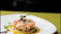 Zucchini and Polenta Blini with Charred Corn Vinaigrette and Heirloom Tomato Ceviche Zucchini and Polenta Blini with Charred Corn Vinaigrette and Heirloom Tomato Ceviche