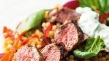 Pan-fried lamb with giant couscous salad Pan-fried lamb with giant couscous salad