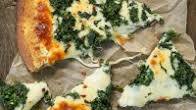 Roasted garlic spinach white pizza Roasted garlic spinach white pizza