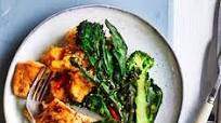 Sesame salmon, purple sprouting broccoli & sweet potato mash Sesame salmon, purple sprouting broccoli & sweet potato mash