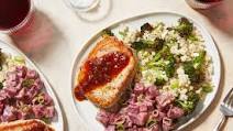 Maple-Harissa Pork Chops with Roasted Broccoli & Pearl Couscous Maple-Harissa Pork Chops with Roasted Broccoli & Pearl Couscous