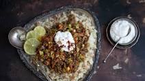 Spicy Indian Beef Mince Qeema with Cauliflower 'Rice' Spicy Indian Beef Mince Qeema with Cauliflower 'Rice'