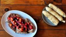 Pork Chops with Peach-Plum Compote Pork Chops with Peach-Plum Compote