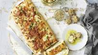 Cheese and bacon focaccia with labneh Cheese and bacon focaccia with labneh