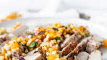 Pork Chops with Grilled Apricot Corn Salsa Pork Chops with Grilled Apricot Corn Salsa