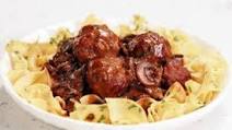 Veal and Pork Meatballs with Mushroom Gravy and Egg Noodles Veal and Pork Meatballs with Mushroom Gravy and Egg Noodles
