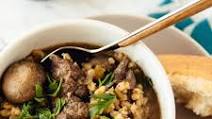Slow-Cooker Beef and Barley Stew with Mushrooms Slow-Cooker Beef and Barley Stew with Mushrooms