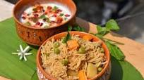 Veg pulao & pomegranate raita -How to make-Step by step photos Veg pulao & pomegranate raita -How to make-Step by step photos