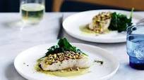 Grilled fish with green olive and pistachio Grilled fish with green olive and pistachio