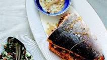 Walnut and Herb-Stuffed Salmon with Spicy Tahini Sauce Walnut and Herb-Stuffed Salmon with Spicy Tahini Sauce