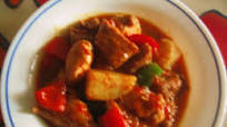 Chicken and pork stew ( afritada ) Chicken and pork stew ( afritada )