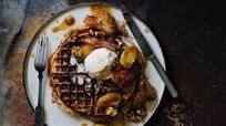Brioche waffles with bacon, apple & walnut butter Brioche waffles with bacon, apple & walnut butter