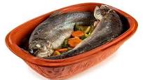 Trout in a Roman pot Trout in a Roman pot