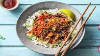 Sesame Sriracha Beef Stir-Fry with Carrot Ribbons and Jasmine Rice Sesame Sriracha Beef Stir-Fry with Carrot Ribbons and Jasmine Rice