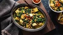 Tofu Saag Paneer with Chickpeas & Mango Chutney Tofu Saag Paneer with Chickpeas & Mango Chutney